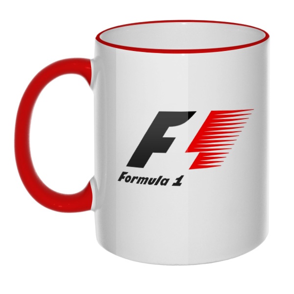 Кружка Логотип Формулы-1 с цветным ободком и ручкой