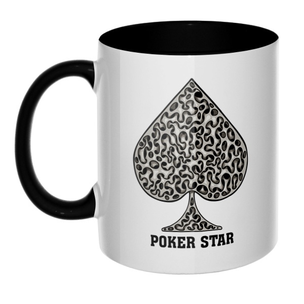 Масть пики Poker Star, кружка цветная внутри и ручка, цвет черный