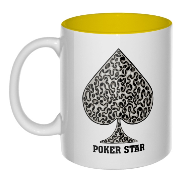 Poker Star, кружка цветная внутри , цвет желтый