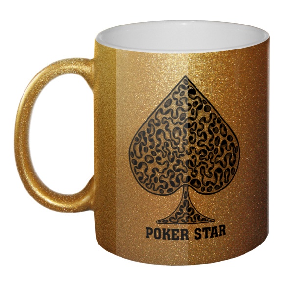 Кружка блестящая Масть пики Poker Star, цвет золотистый