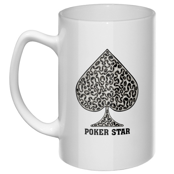 Большая кружка Poker Star, цвет белый