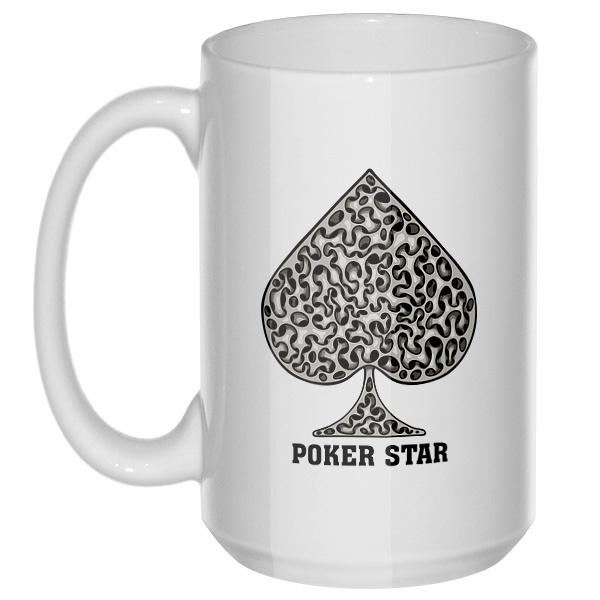 Масть пики Poker Star, большая кружка с круглой ручкой, цвет белый