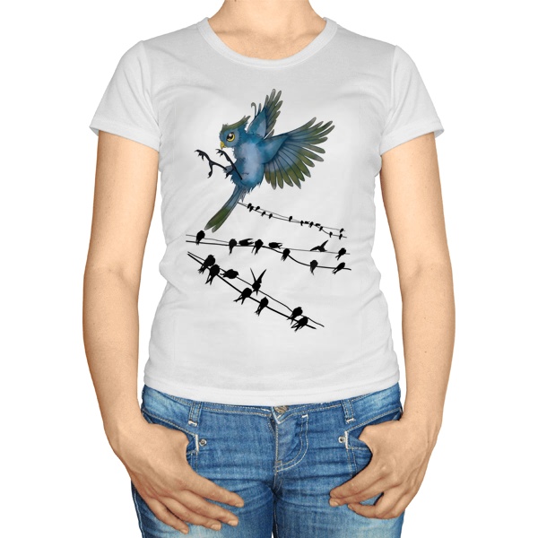 Женская футболка Птицы как ноты