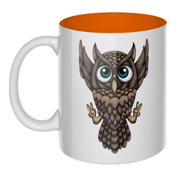 Owl, кружка цветная внутри , цвет оранжевый