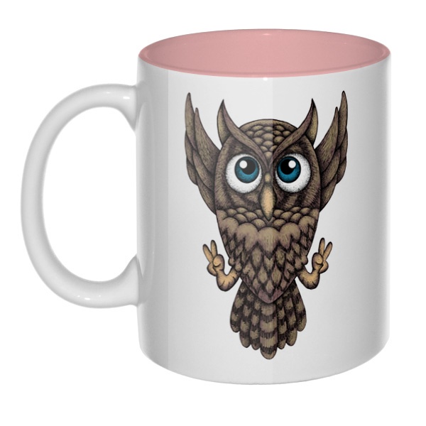 Owl, кружка цветная внутри , цвет розовый