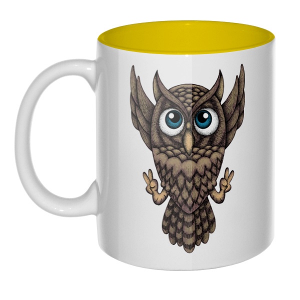 Owl, кружка цветная внутри , цвет желтый