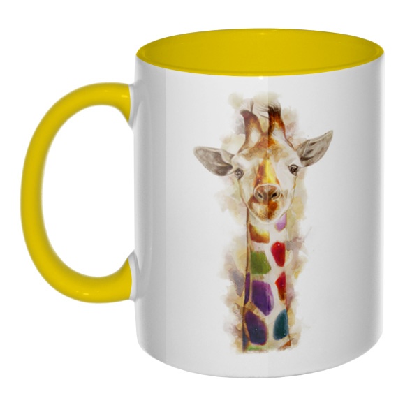 Жираф, кружка цветная внутри и ручка