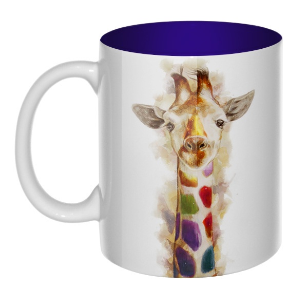 Разноцветный жираф, цветная внутри 3D-кружка 