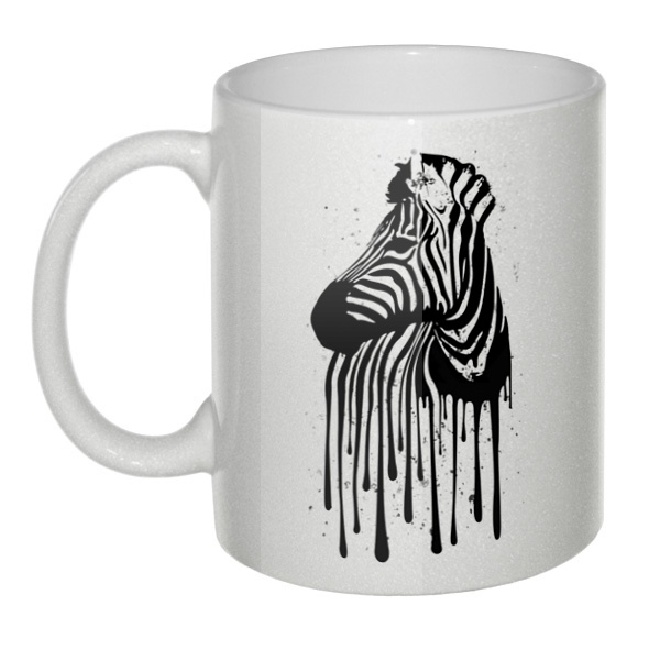 Кружка перламутровая Стекающий рисунок зебры