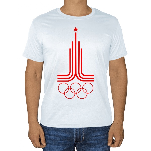 Белая футболка Эмблема Олимпиады 1980