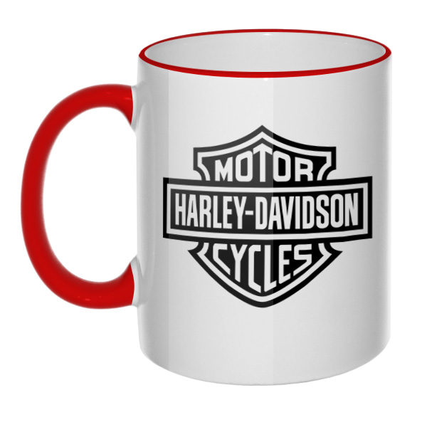 Кружка Harley Davidson, цветной ободок и ручка