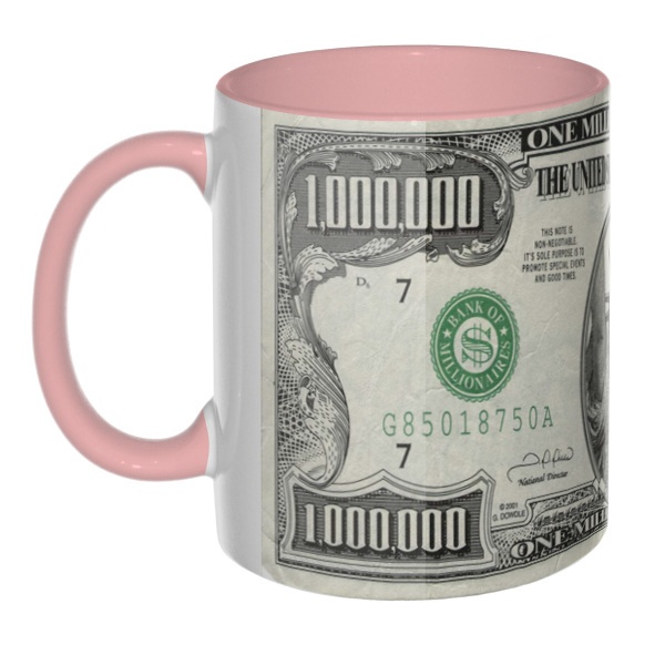 Сувенирная 3D-кружка Миллион долларов США, цветная внутри и ручка, цвет розовый