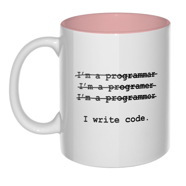 Я программист, кружка цветная внутри, цвет розовый