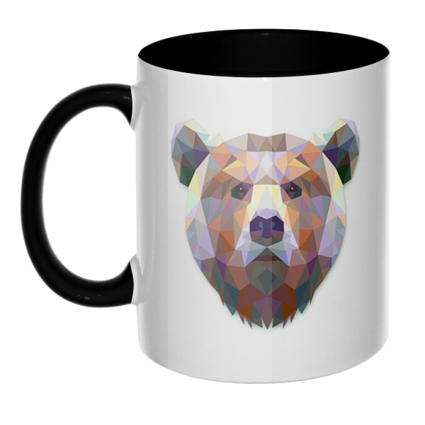Русский медведь, кружка цветная внутри и ручка, цвет черный