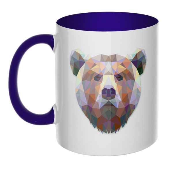 Русский медведь, кружка цветная внутри и ручка, цвет темно-синий