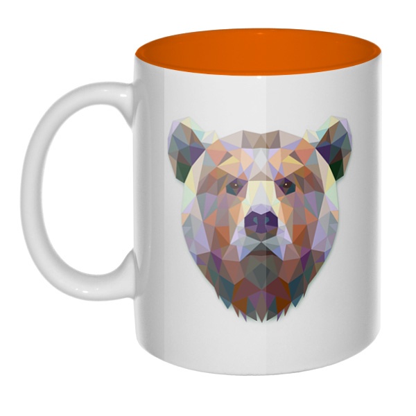 Русский медведь, кружка цветная внутри , цвет оранжевый