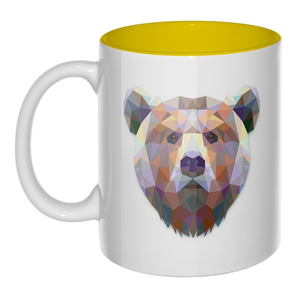 Русский медведь, кружка цветная внутри , цвет желтый