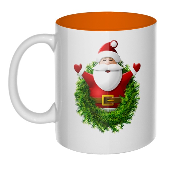 Санта Клаус, кружка цветная внутри, цвет оранжевый