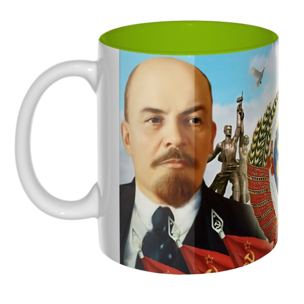 Цветная внутри 3D-кружка Ленин и Сталин