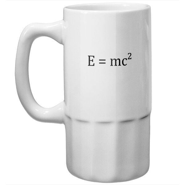 Пивная кружка E=mc², цвет белый
