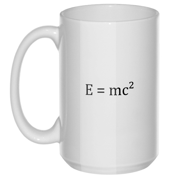 E=mc², большая кружка с круглой ручкой, цвет белый
