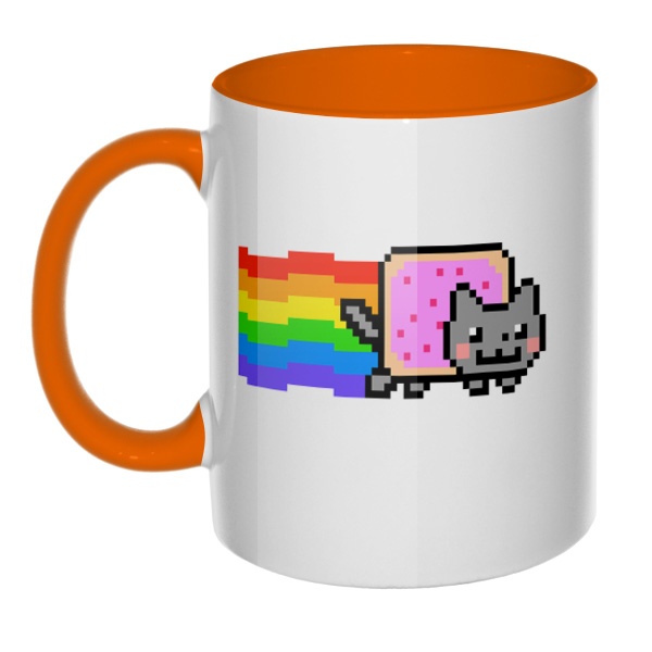 Кружка Nyan Cat цветная внутри и ручка, цвет оранжевый