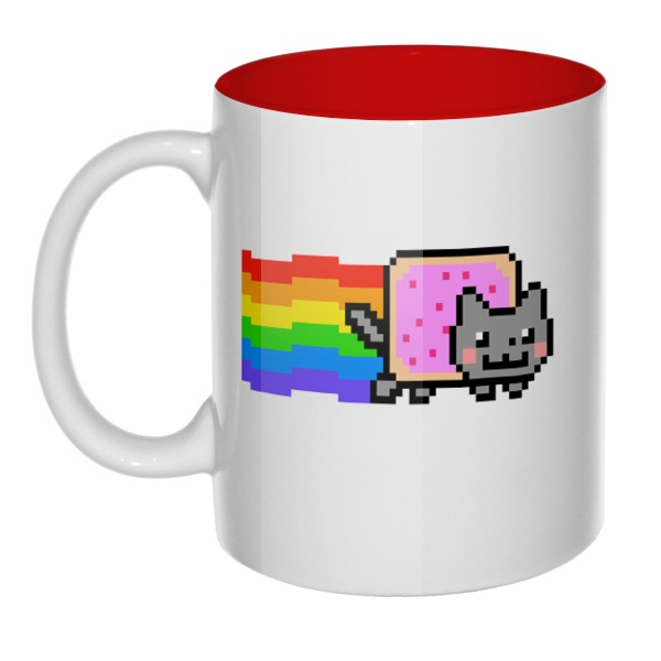 Кружка цветная внутри Nyan Cat