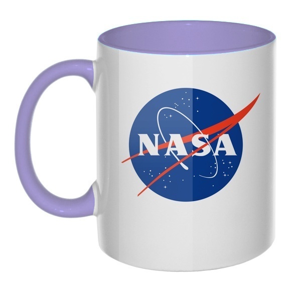 Кружка NASA цветная внутри и ручка, цвет лавандовый