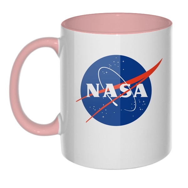 Кружка NASA цветная внутри и ручка, цвет розовый