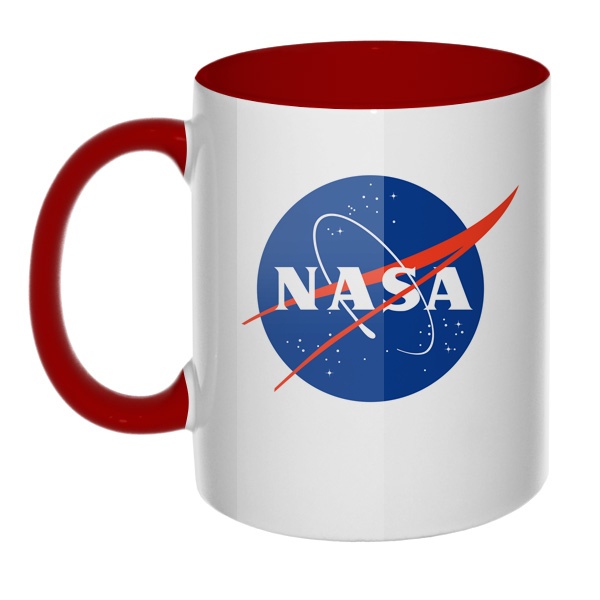 Кружка NASA цветная внутри и ручка, цвет бордовый