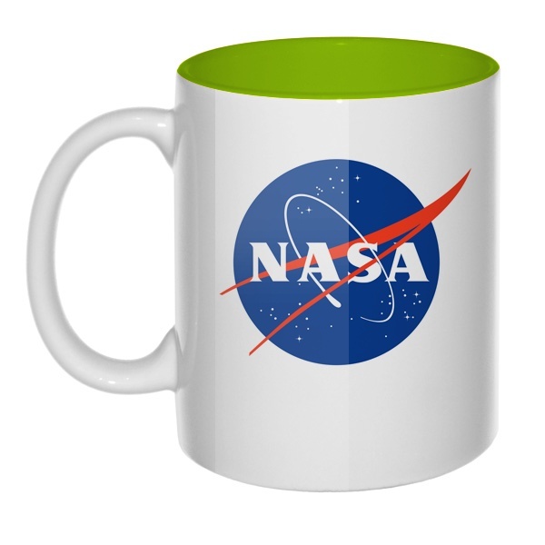 Кружка цветная внутри NASA, цвет салатовый