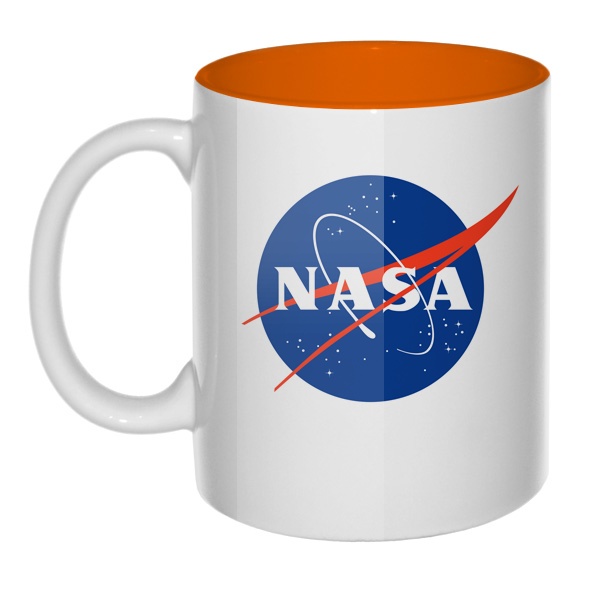 Кружка цветная внутри NASA, цвет оранжевый