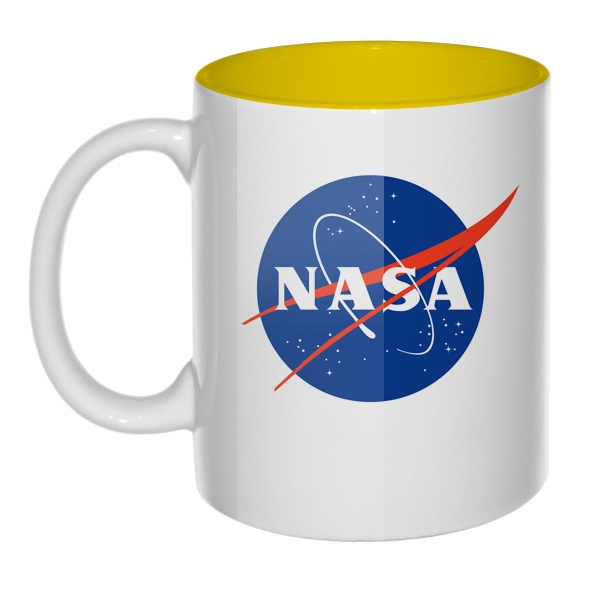 Кружка цветная внутри NASA, цвет желтый