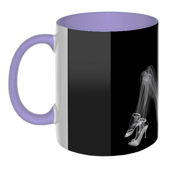 3D-кружка Скелет девушки на рентгене, цветная внутри и ручка, цвет лавандовый