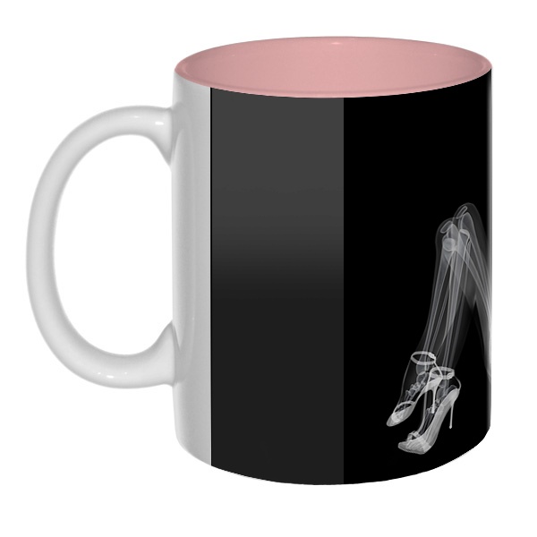 Скелет девушки на рентгене, цветная внутри 3D-кружка , цвет розовый