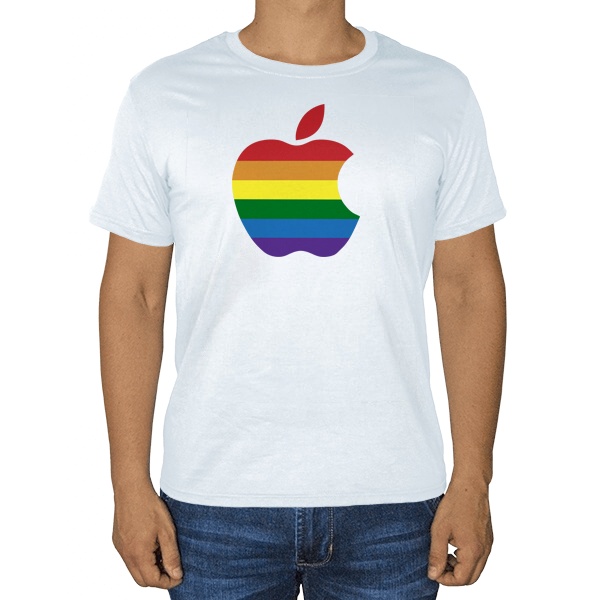Apple Rainbow, белая футболка