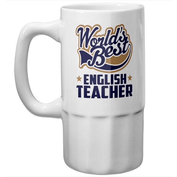 Пивная кружка English teacher World's Best, цвет белый