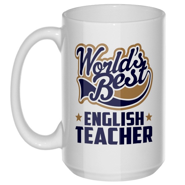English teacher World's Best, большая кружка с круглой ручкой