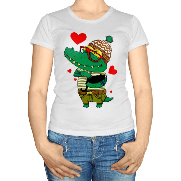 Женская футболка Влюбленный крокодил