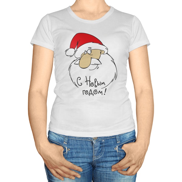 Женская футболка С Новым годом (Дед Мороз)