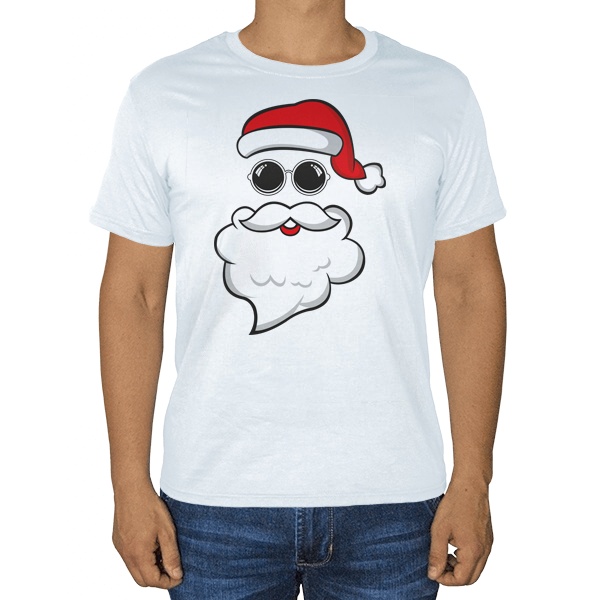 Дед Мороз в очках, белая футболка