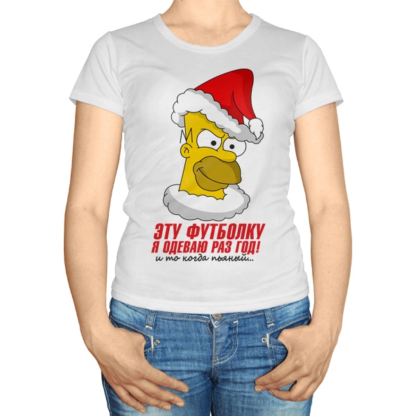 Женская футболка Гомер Симпсон Санта Клаус