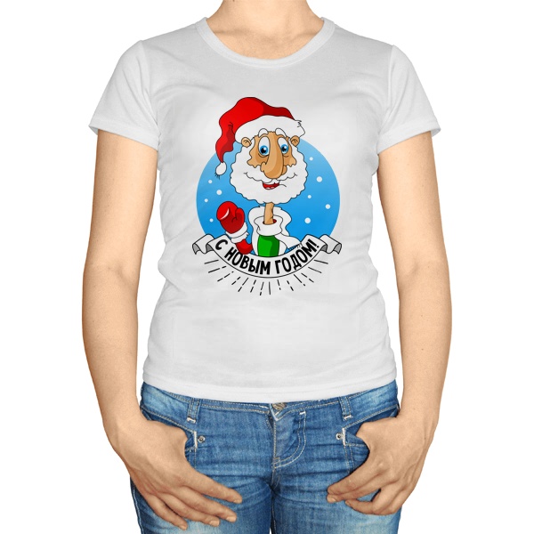 Женская футболка Дед Мороз поздравляет с Новым годом