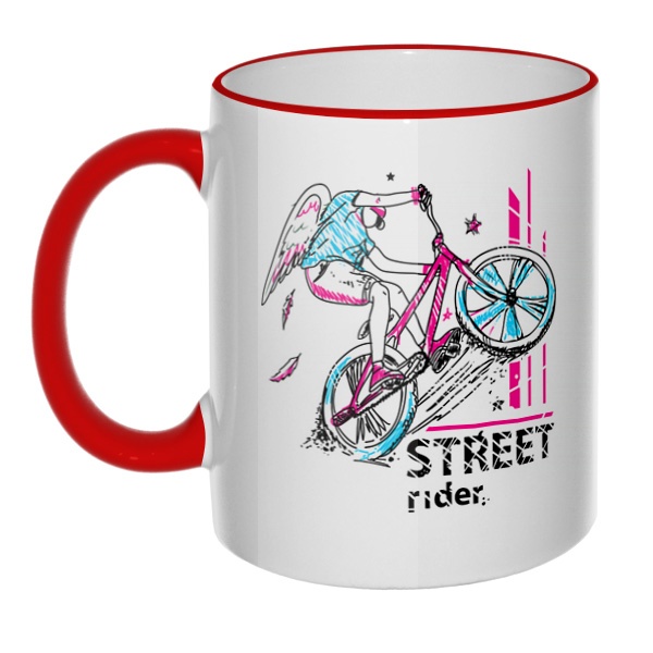 Кружка Street Rider с цветным ободком и ручкой