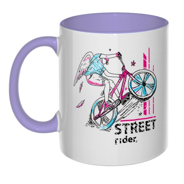 Street Rider, кружка цветная внутри и ручка, цвет лавандовый