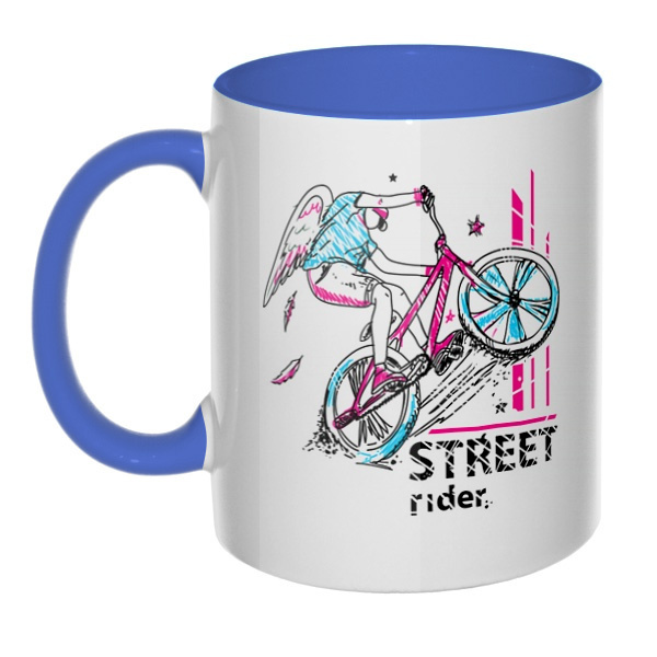 Street Rider, кружка цветная внутри и ручка, цвет лазурный