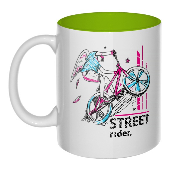 Street Rider, кружка цветная внутри , цвет салатовый