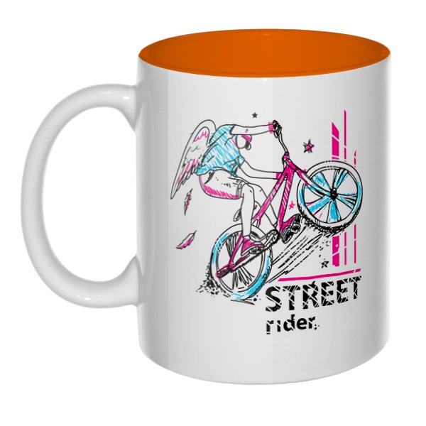 Street Rider, кружка цветная внутри , цвет оранжевый