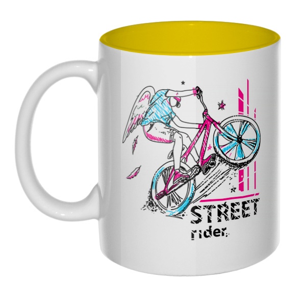 Street Rider, кружка цветная внутри , цвет желтый