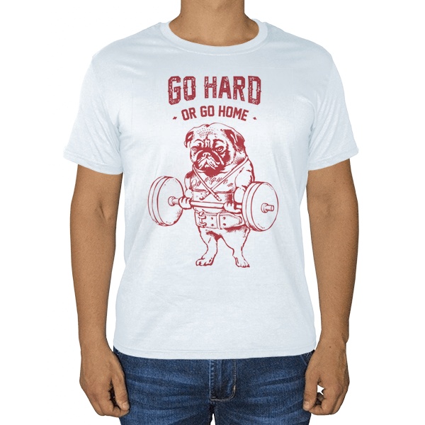 Go hard or go home, белая футболка